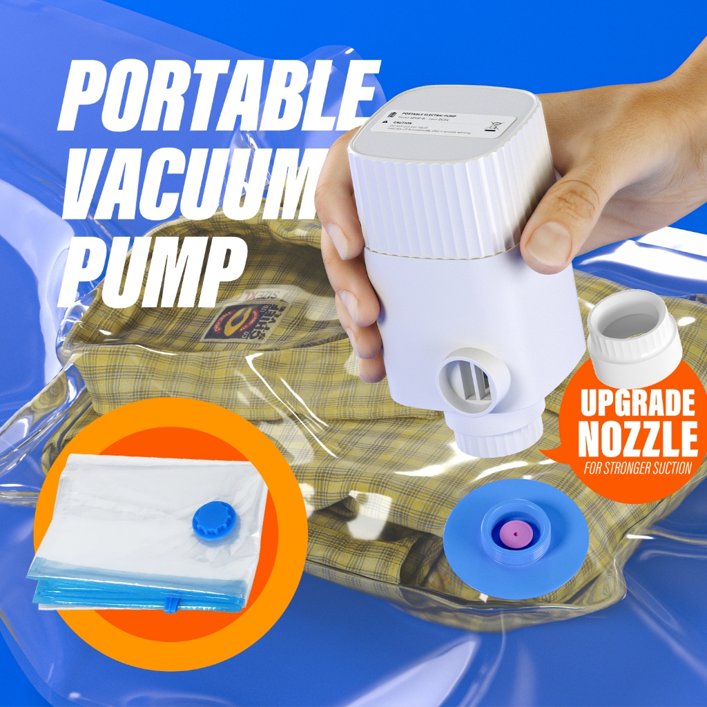 Portable Electric Pump for Compression Vacuum Bag ปั๊มไฟฟ้า ปั๊มไฟฟ้าเป่าลม เติมลมและปล่อยลมได้