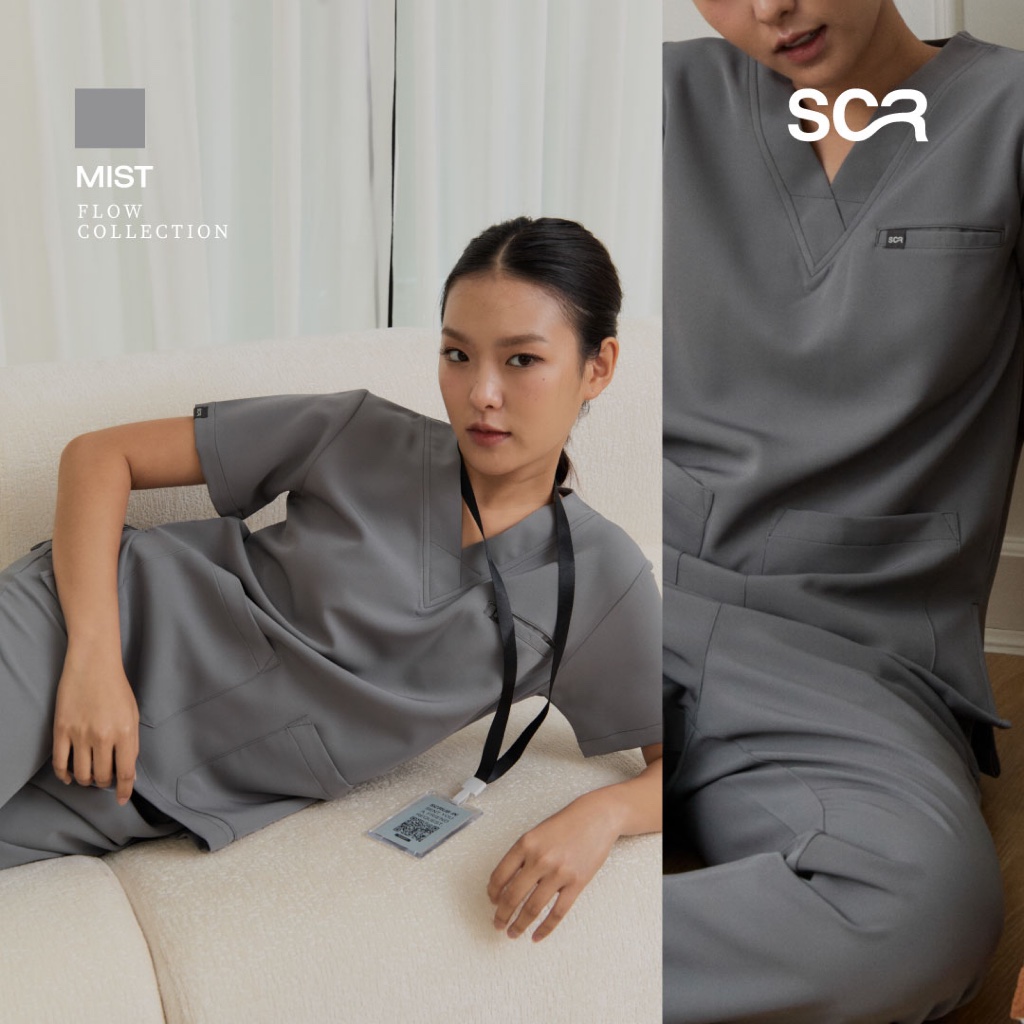 Scrub in | เสื้อ-กางเกงสครับ unisex สี Mist รุ่น Flow