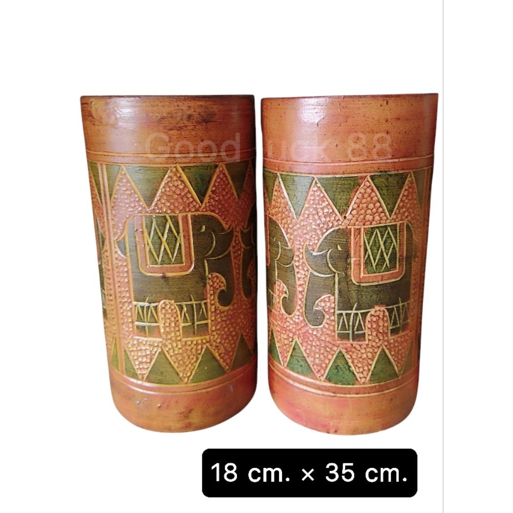 แจกัน แจกันทรงกระบอกดินเผา(ราคาต่อ 1 ใบ) สูง 33-35 ซม.