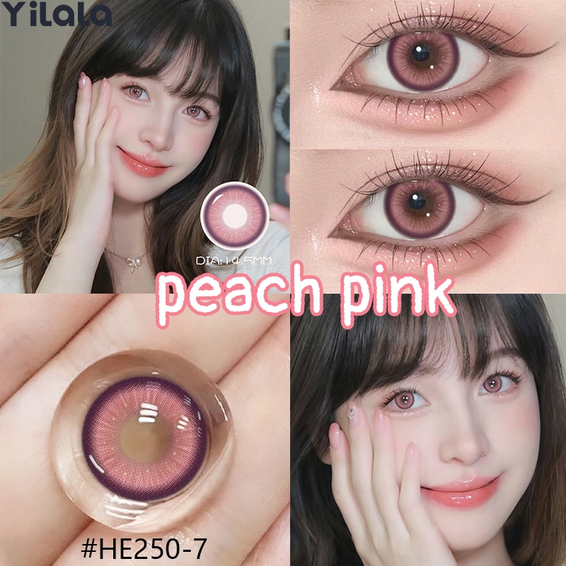 【Yilala】（24h shipped）คอนแทคเลนส์สี 1 คู่ คอนแทคเลนส์สีชมพูพิเศษเฉพาะสาวน่ารัก แว่นสายตาสั้นองศา 0.00
