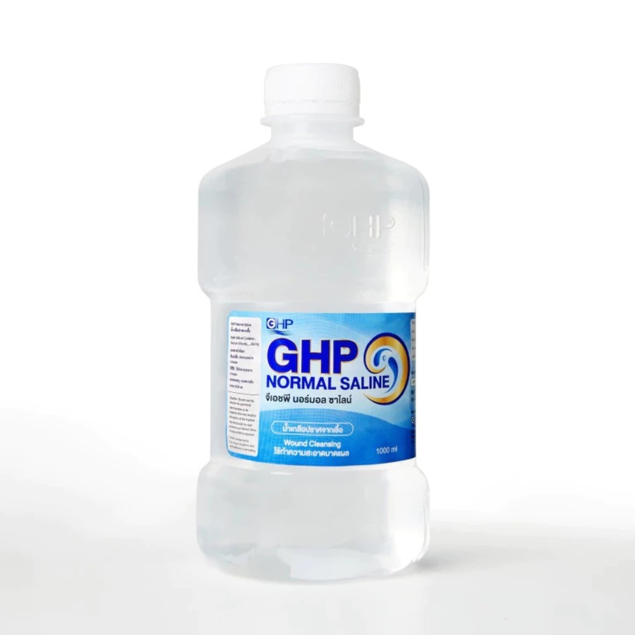 ล็อตใหม่ ส่งไว✨✅ 1000ml. น้ำเกลือ GHP NORMAL SALINE ขวดดัมเบล ล้างจมูก ล้างแผล เช็ดหน้า ล้างแผล ล้างจมูก พร้อมส่ง