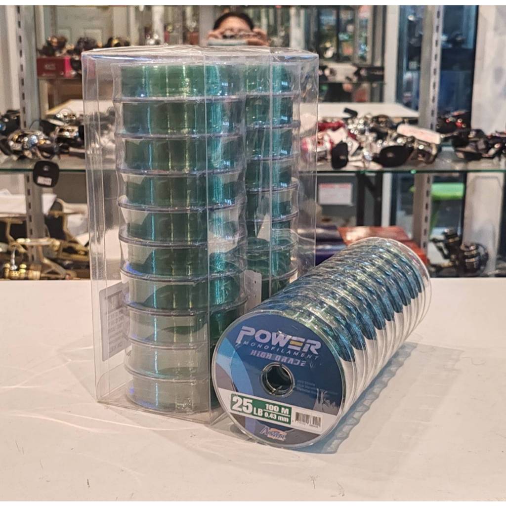 Asari Power Mono Green 100 เมตร 6LB - 30LB ม้วนต่อ สั่งได้