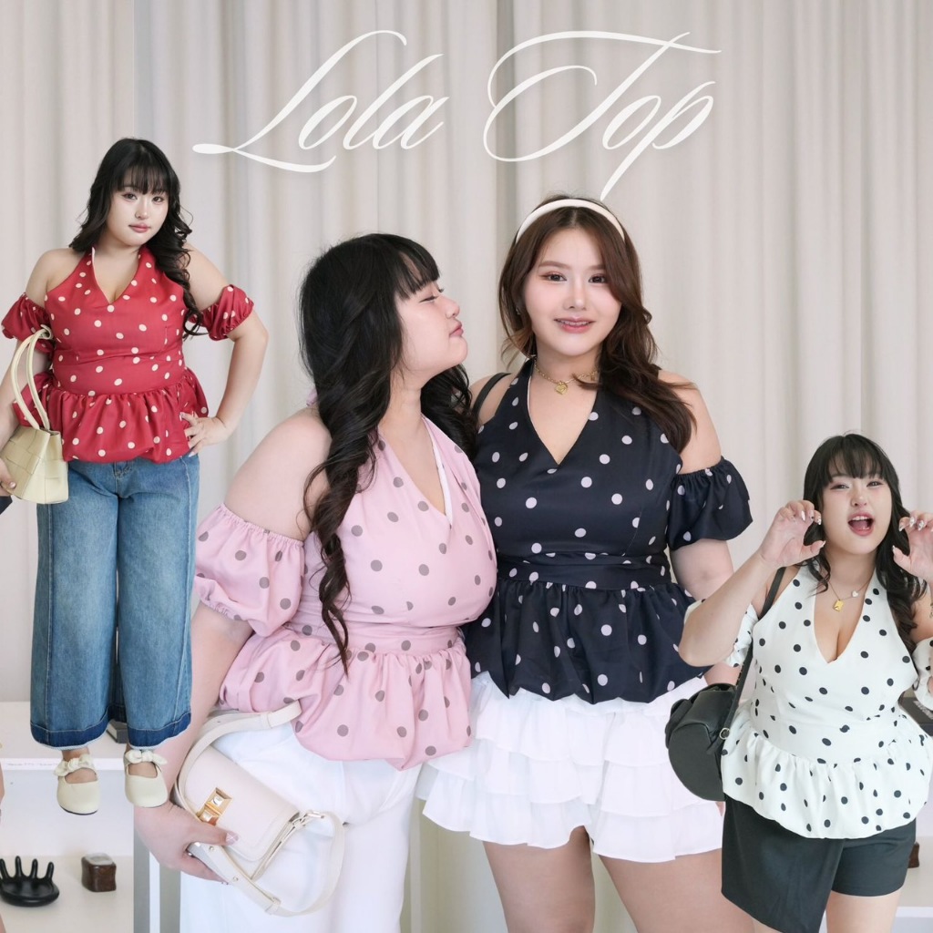 Lola top เสื้อลายจุดทรงเป๊ะ เก็บหุ่นสวยเป๊ะ 💖 (T0202) - Merrychubbyhouse