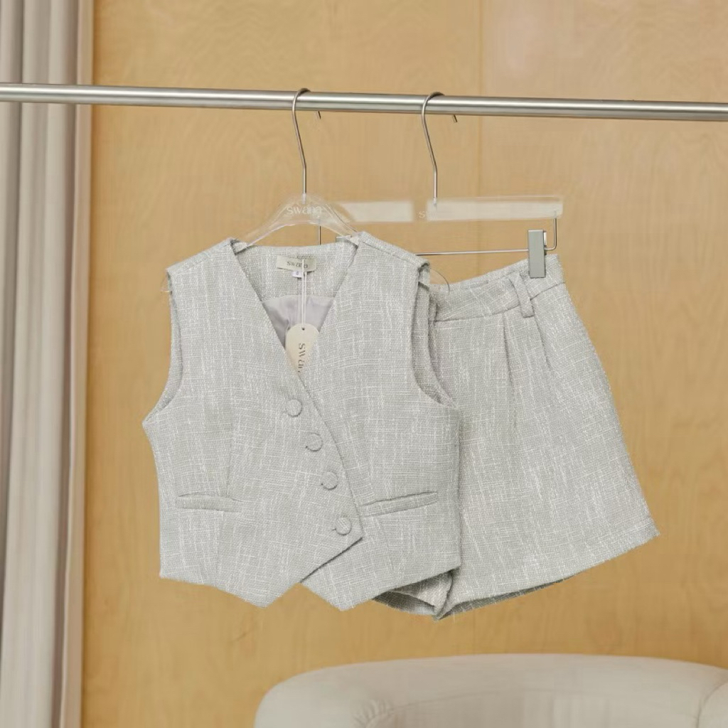 Viona tweet set XS  - Swana.ss *ของใหม่*สีเทาเขียว