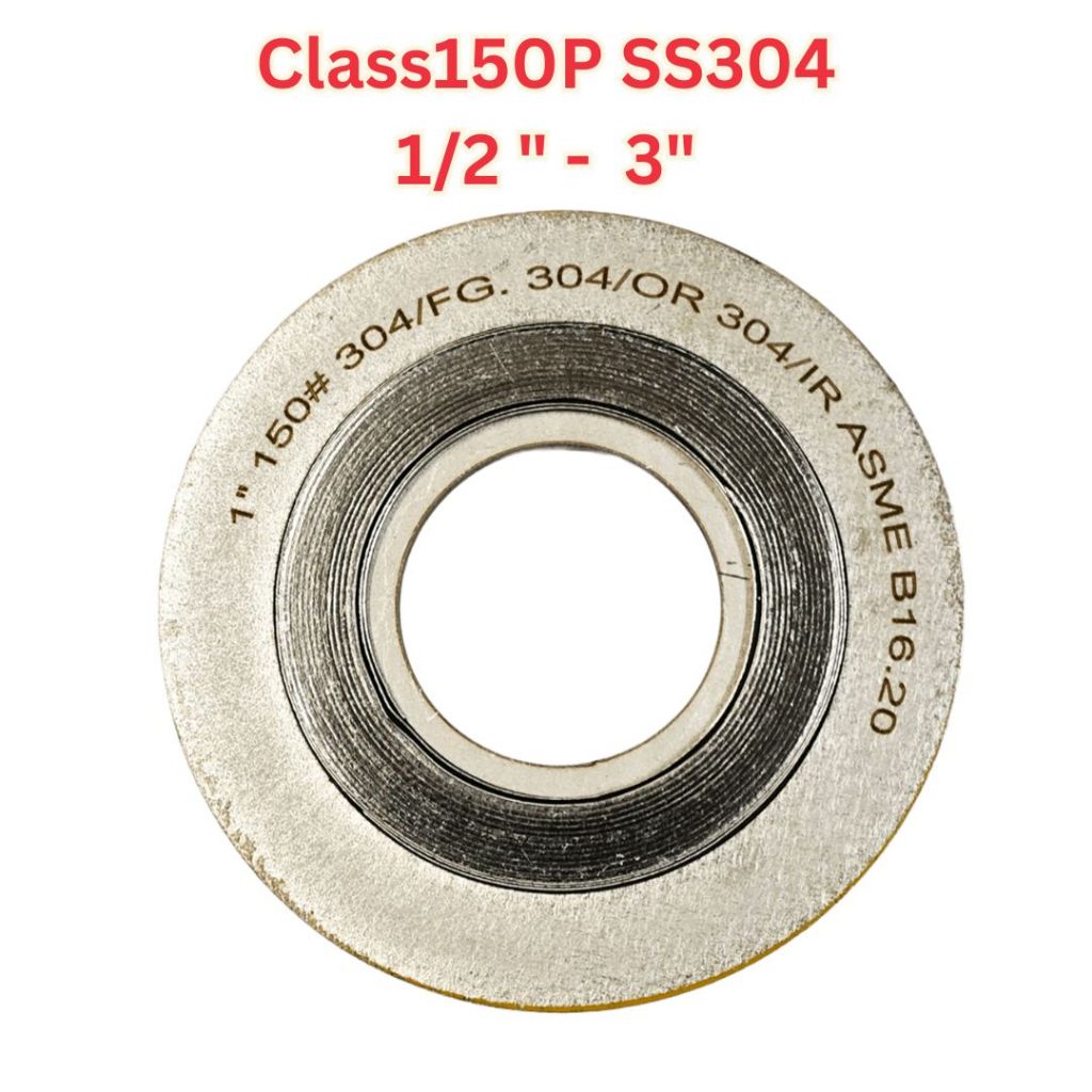 Spiral Wound Gasket (SWG) ปะเก็นสแตนเลส #150P 304/OR 304/IR ขนาด(1/2"-3")  ปะเก็นทนความร้อน ท่อแรงดั