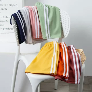 กางเกงขาสั้นเด็ก 2-9 ขวบ ใส่ได้ทั้ง ชาย หญิง แต่งแถบข้าง ผ้าเบา นิ่ม ระบายอากาศ