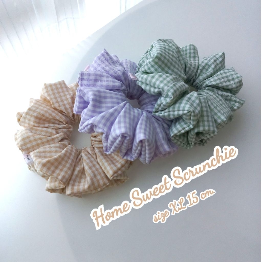 Wraps.s Scrunchies ไซส์ XL 15 cm. ยางรัดผมลายตาราง อันใหญ่  สครันชี่ ยางมัดผม ยางรัดผม พร้อมส่ง