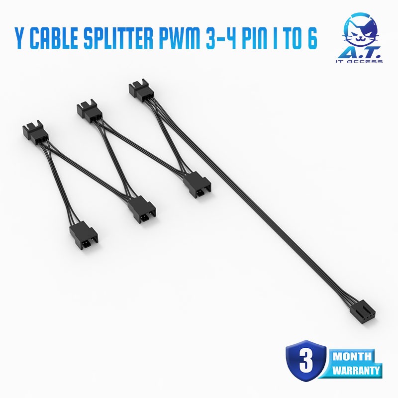 Y Splitter Cable 1 to 6 Computer Fan Speed Controller with 4Pin Connection 4Pin PC Fan for Computer 