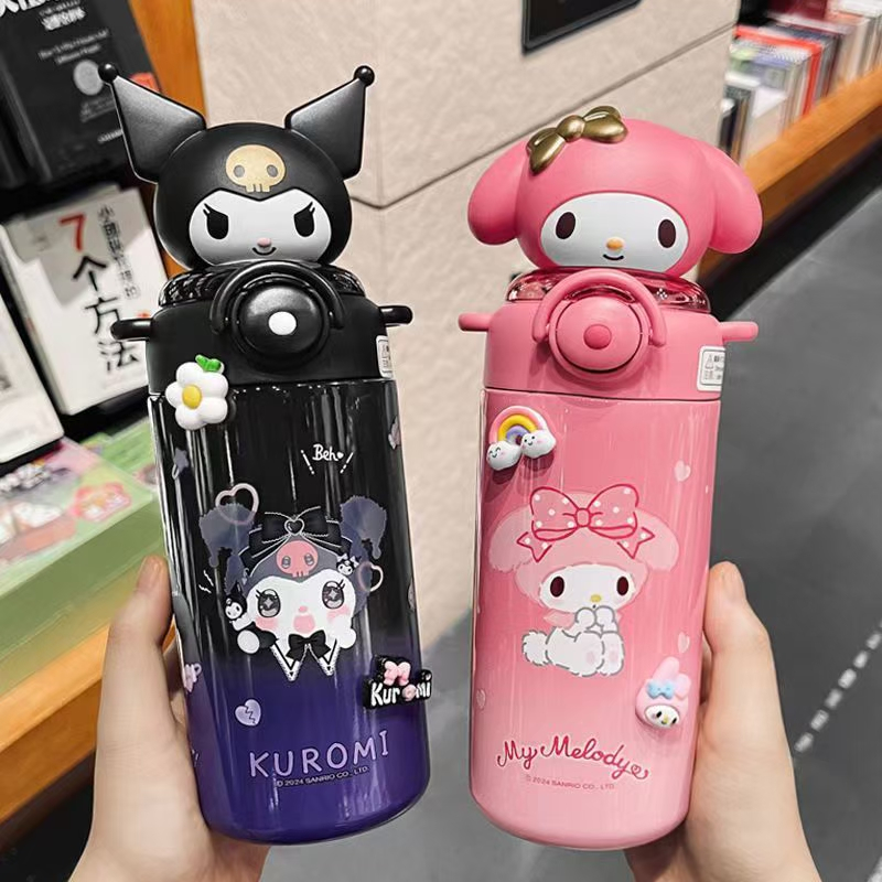 พร้อมส่ง กระติกน้ำสายสะพายเด็ก เกรดพรีเมี่ยม 316 หลอดเด้ง