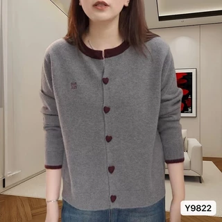 เสื้อสเวตเตอร์ถักแขนยาว เสื้อคาร์ดิแกนคอกลมปักลายใหม่