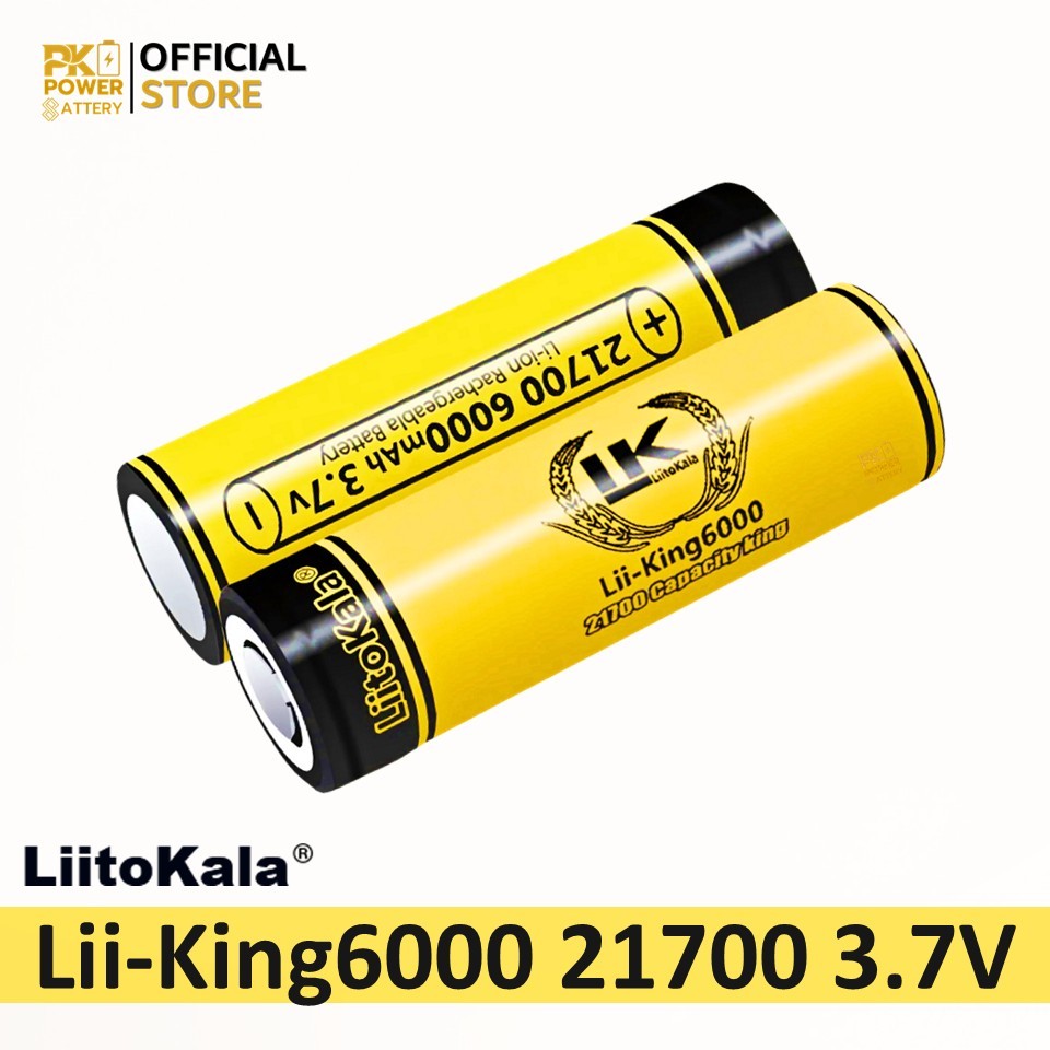 LiitoKala แบตเตอรี่ 21700 3.7V 6000mAh แบตเตอรี่ลิเธียม Lii-King6000