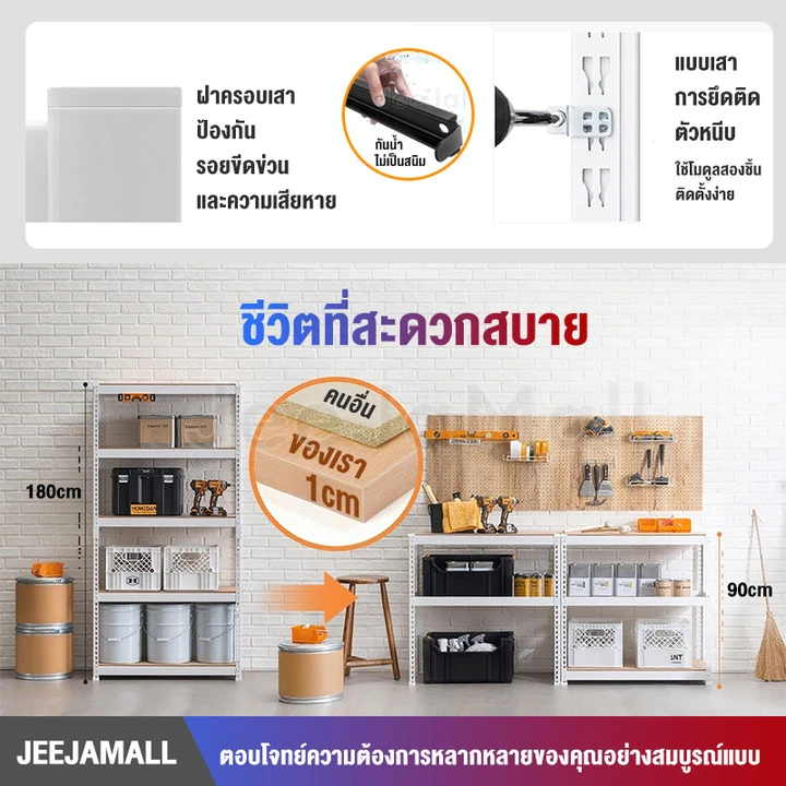 JJM ชั้นวางของ ใหญ่ 6/5/4/3ชั้น สแตนเลส+ไม้ 300-600 กก. แข็งแรงมาก เลือกได้หลายขนาด ความสูงสามารถปรับได้แต่ละชั้น shelf thumbnail 7