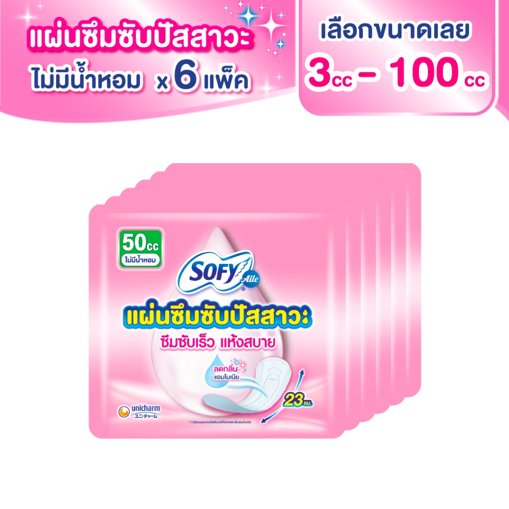[เลือกแบบด้านใน] Sofy Aile โซฟี แอล ผ้าอนามัยซึมซับปัสสาวะ x 6 แพ็ค