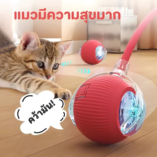 Pet Record สินค้าใหม่ ลูกบอลกลิ้งไฟฟ้าอัตโนมัติของเล่นสําหรับสัตว์เลี้ยง ของเล่นแมวโต้ตอบ Ball มี 3 โหมด สนุกมาก thumbnail 6