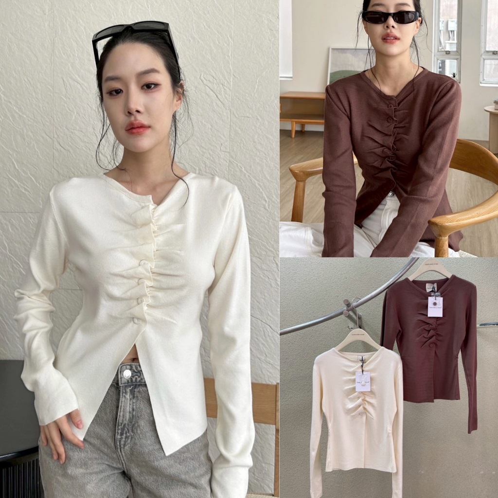 VL เสื้อคาร์ดิแกนชาร่า รุ่นนี้งานดีมากกก ผ้าทอจับจีบ ดีเทลกระดุมหน้า ได้ฟิลสวยดูแพงสุดๆ ผ้าไหมพรมเนื้อนุ่มนิ่ม