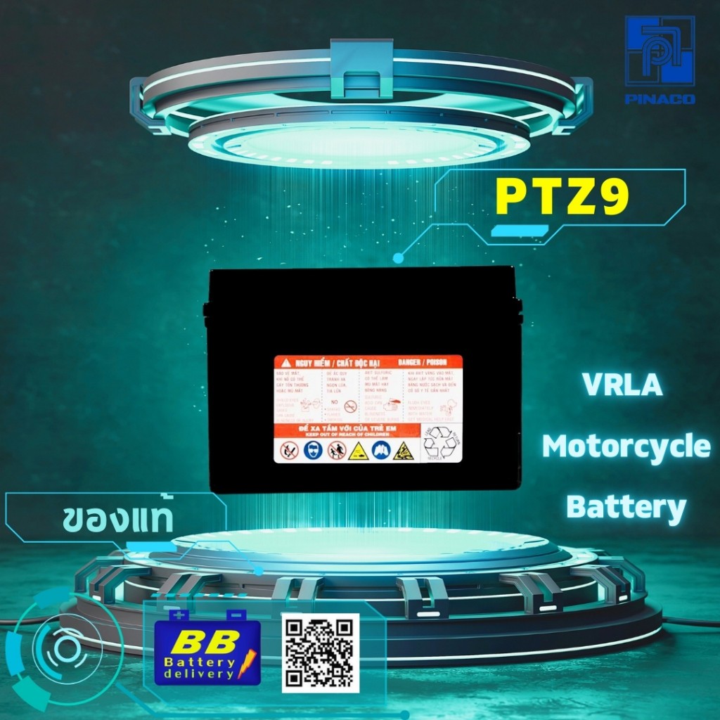 DONGNAI PTZ9 VRLA Motorcycle Battery, 12V-9Ah