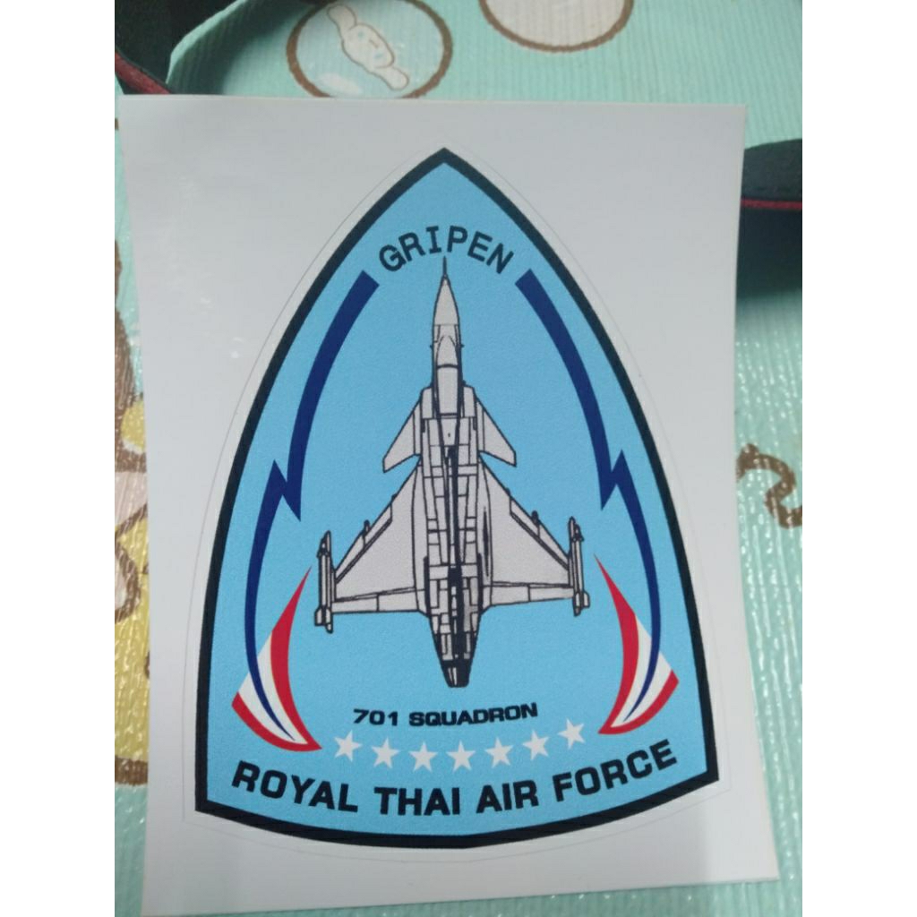 สติ๊กเกอร์เครื่องบินรบกริพเพน GRIPEN กองทัพอากาศไทย กันน้ำ กันแดด กันฝน ไม่หลุดลอกง่าย