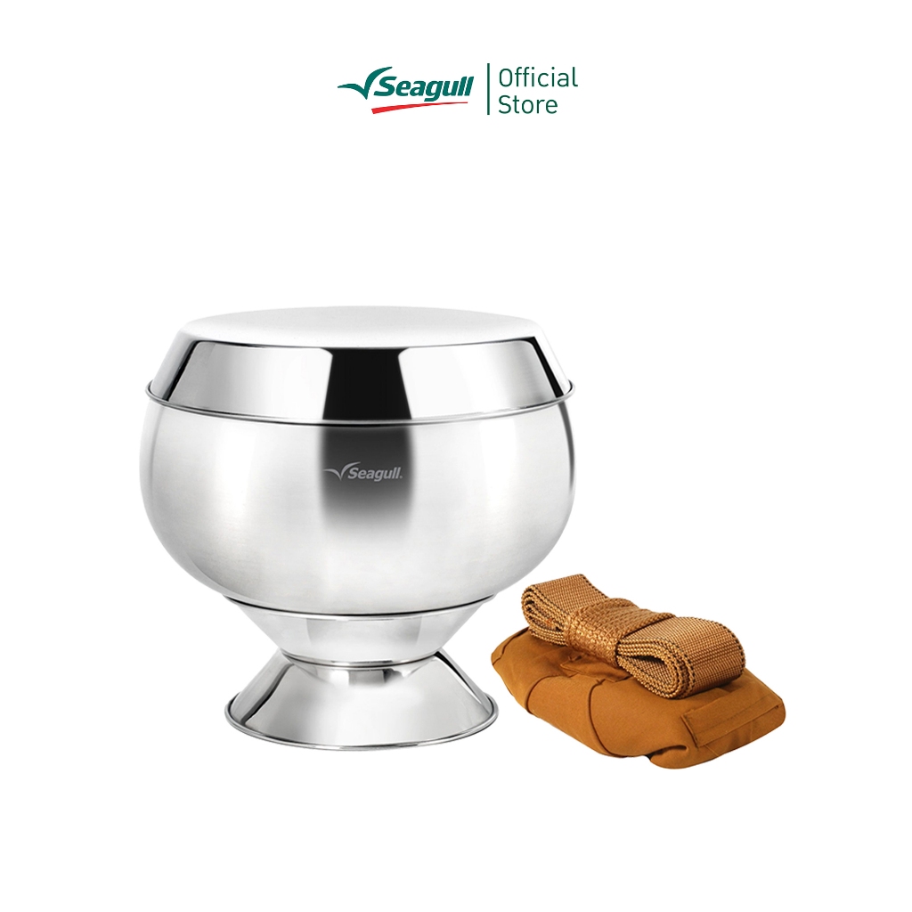 Seagull  ชุดบาตรพระ สแตนเลส ขนาด 8 นิ้ว พร้อม ถลกบาตรและสายคล้องบาตร Monk Bowl