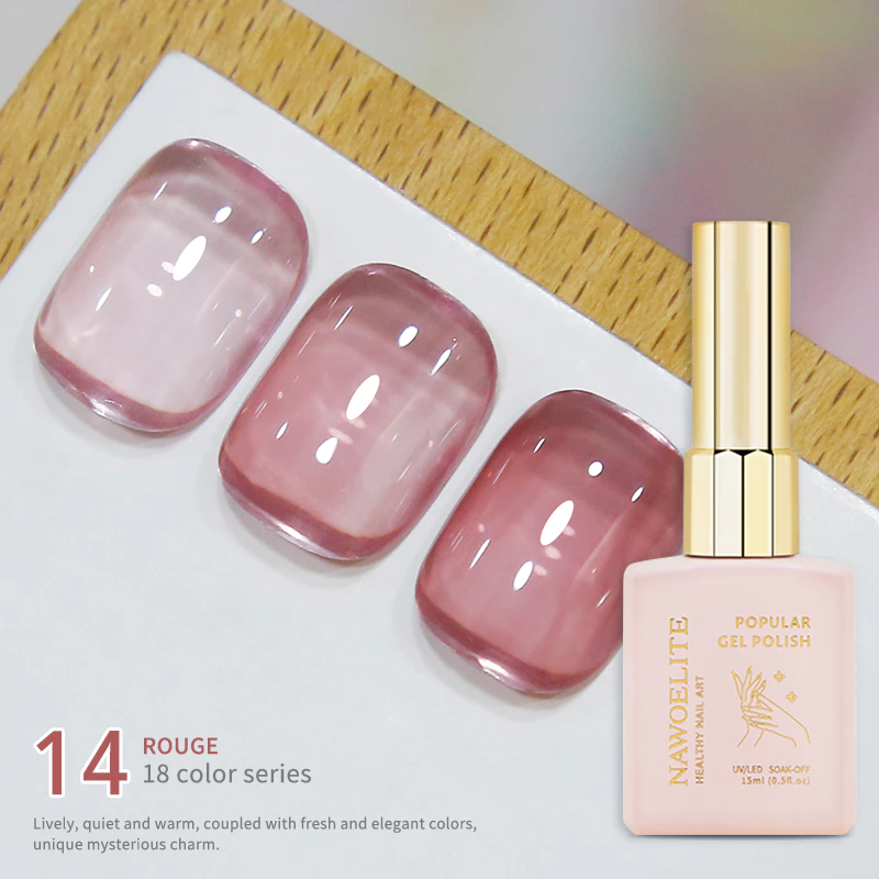 Nawoelite สีทาเล็บเจล เฉด 18 สีชมพูซีทรู thumbnail 9