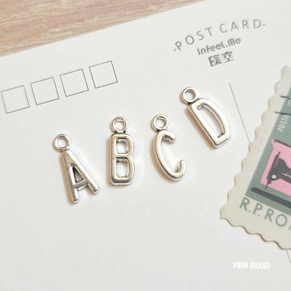 จี้โลหะตัวอักษร A-Z สีเงิน(1ชิ้น) สำหรับทำเครื่องประดับ สร้อย สร้อยข้อมือ พวงกุญแจ DIY