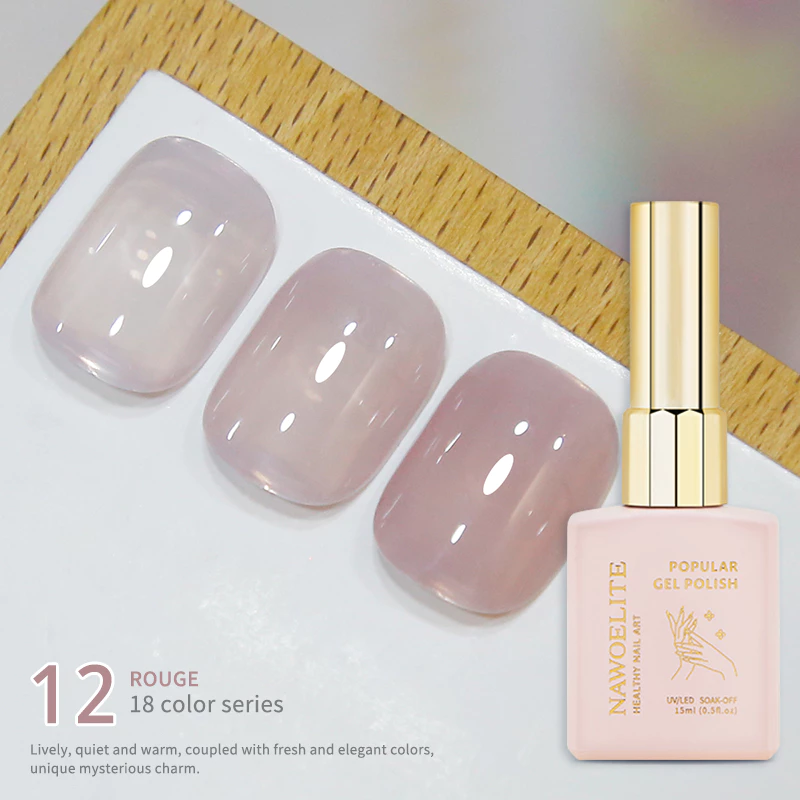 Nawoelite สีทาเล็บเจล เฉด 18 สีชมพูซีทรู thumbnail 8