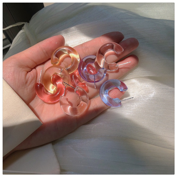 Acrylic Hoop Earrings ต่างหู ตุ้มหูห่วงอะคริลิก สีโปร่งแสง น้ำหนักเบา ใส่สบาย เหมาะกับลุคชิลริมทะเล