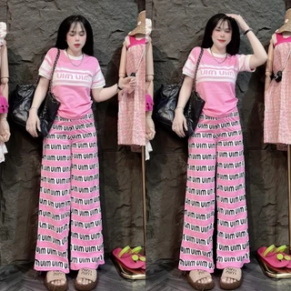 Mayura_Stores No.Set5252 ชุดเซ็ท2ชิ้น เสื้อแขนสั้น+กางเกงขายาวพิมพ์ลายU ชุดเซ็ท เสื้อผ้าแฟชั่น
