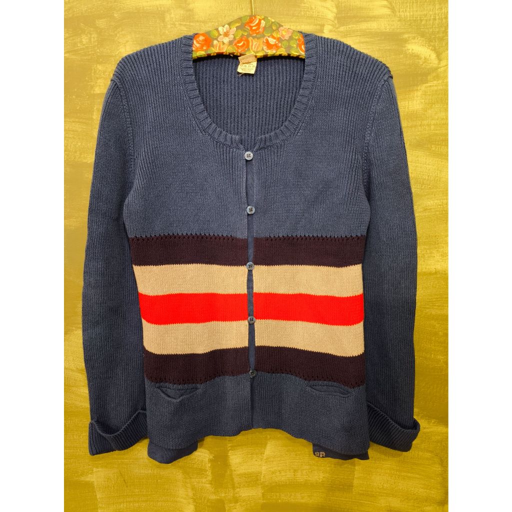 SONIA RYKIEL PARIS Blue Striped Cardigan Size 42