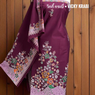 ผ้าปาเต๊ะ ลายดอกชบา พรีเมียม Cotton 100% ผ้านุ่ง ผ้าซิ่น ใส่ทำบุญ/ตัดชุด/เที่ยว