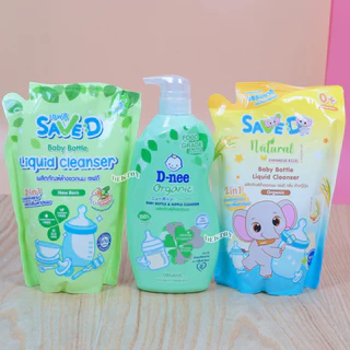 1ขวด+3ถุง D-neeขวดปั๊ม +Save D ผลิตภัณฑ์ล้างขวดนมและจุกนมเซฟดี 600+500 มล.