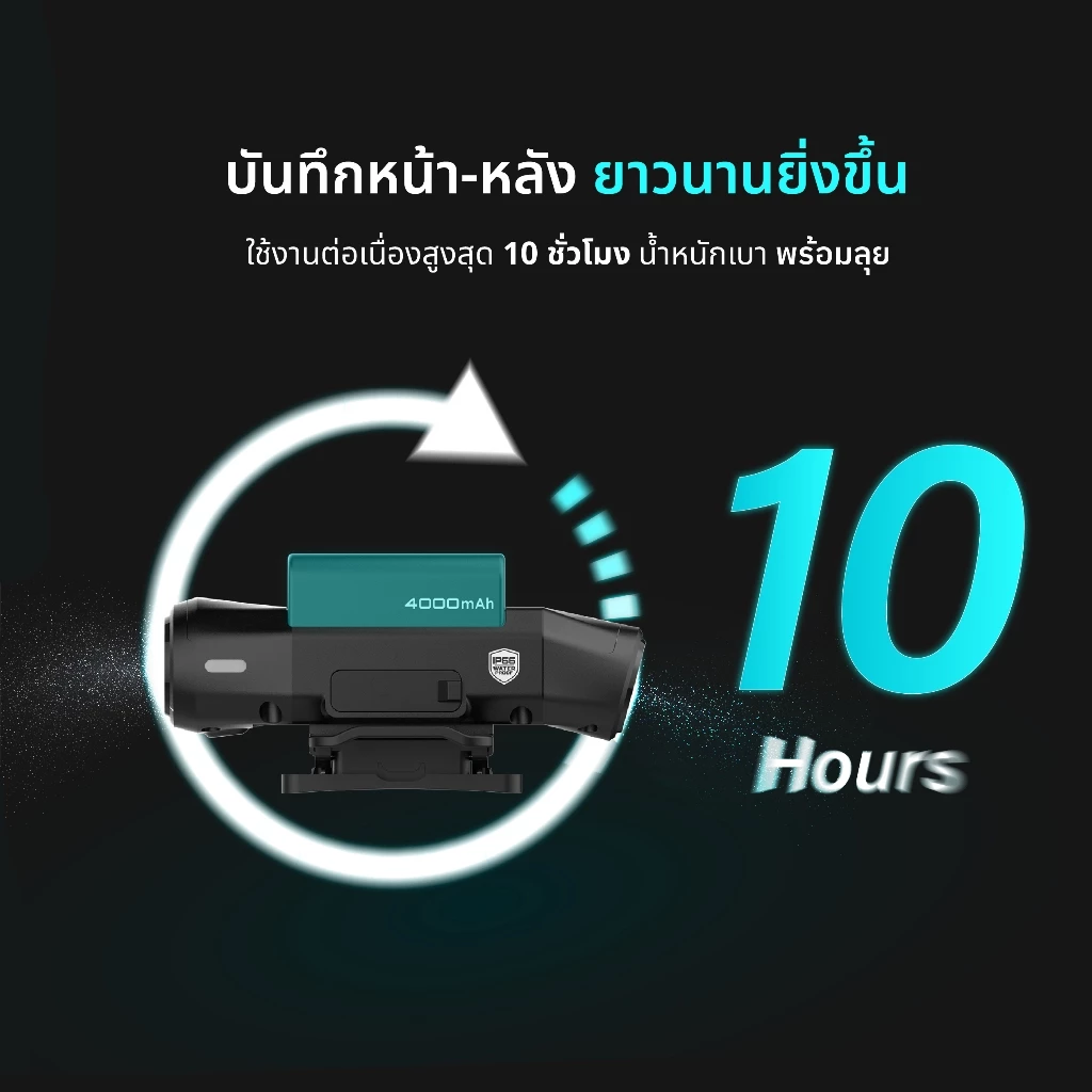 MUFU V12S PRO กล้องติดหมวกกันน็อค ใช้งานต่อเนื่อง10ชม  กล้องติดรถยนต์ กันน้ำ IP66 Wifi 1080P WDR รับประกันสินค้า1ปี thumbnail 7