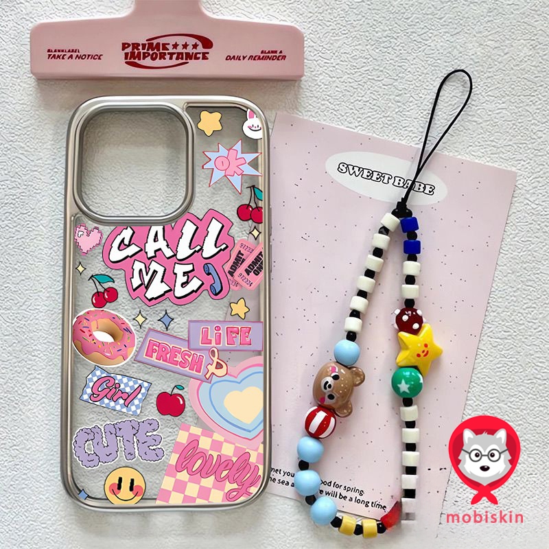 เคสไอโฟน 16 สำหรับ iPhone 11 13 15 16 12 14 Pro Max 8 7 16 14 Plus XR X XS MAX  กราฟฟิตีตัวอักษรขนมหวานน่ารัก