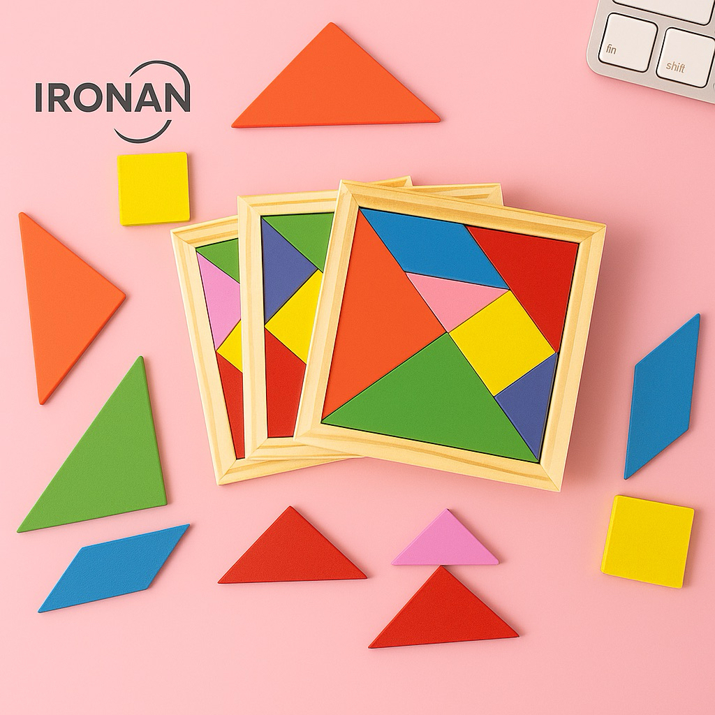 Tangram ของเล่นไม้ เสริมทักษะ จิ๊กซอว์ไม้ รูปทรงเรขาคณิต ตัวต่อไม้ บล็อคไม้ ฝึกสมอง เสริมพัฒนาการ IQ EQ ของเล่นเด็ก
