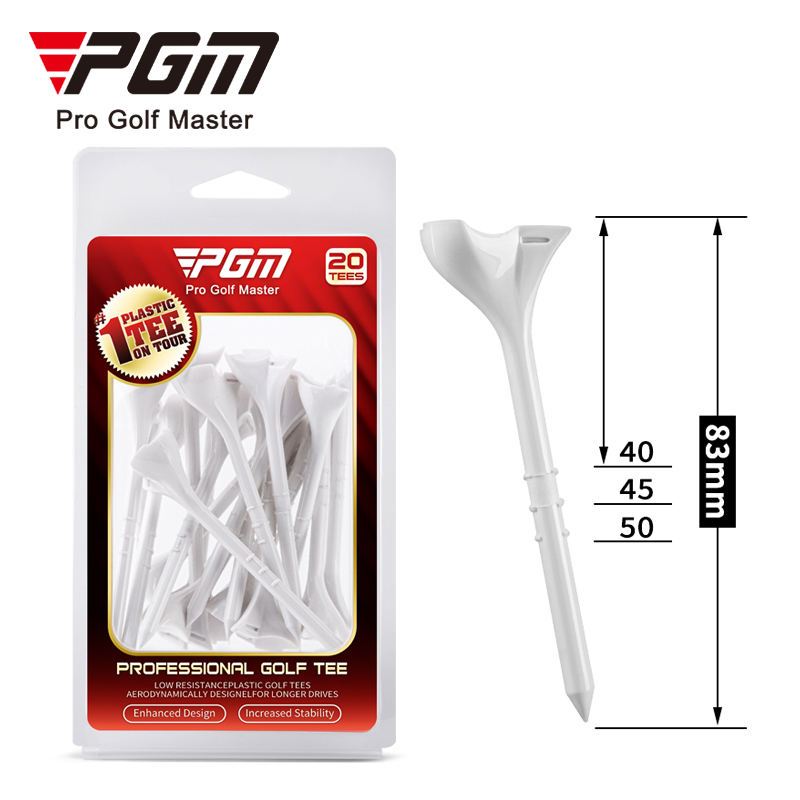 ชุดทีกอล์ฟพลาสติกสีขาว 20 ชิ้นต่อชุด ขนาด 10° PGM (QT031) ขนาด 83 mm Professional Golf Tee ประมาณ 60 กรัม
