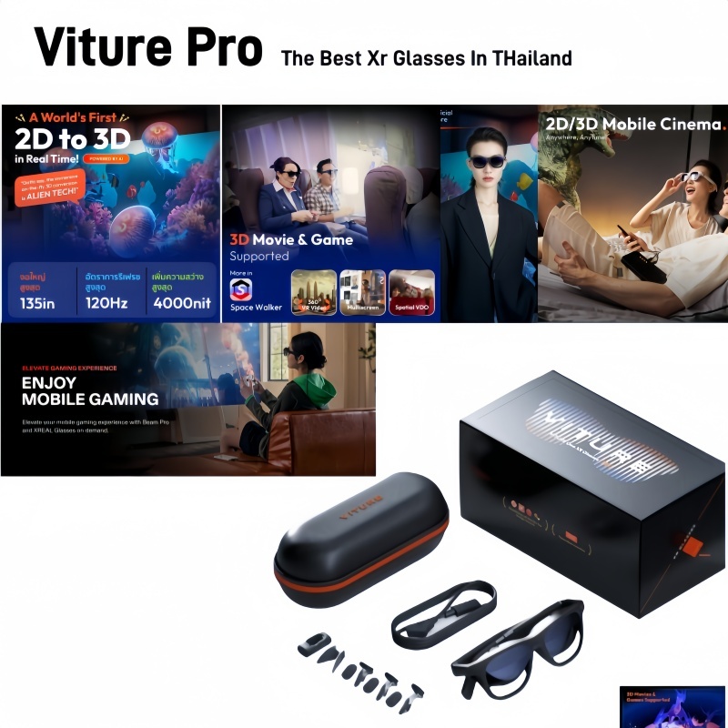 【New】Viture Pro XR / AR แว่นตา 135" 120Hz Full HD UltraClarity Display แว่นตาอัจฉริยะสําหรับ 1phone Android/Mac/PC/Steam
