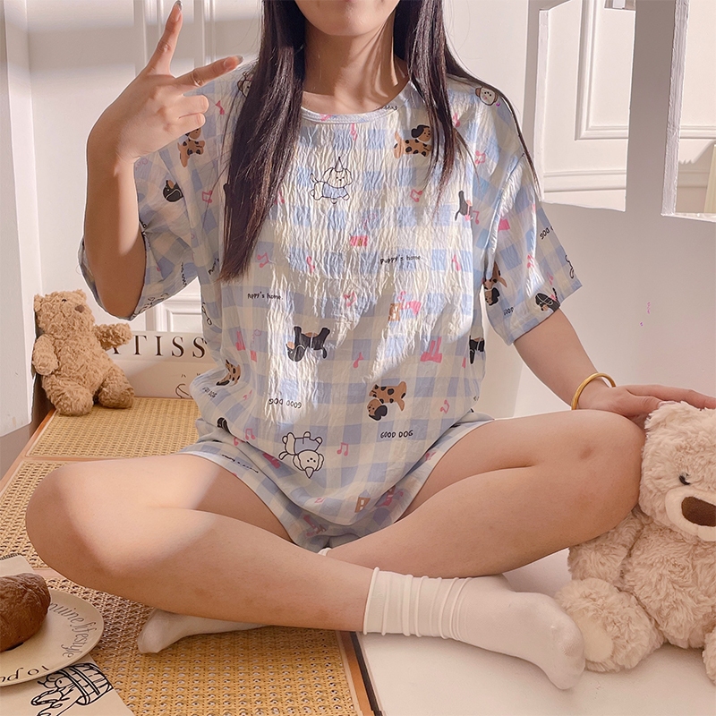 ชุดนอนผ้าไหมญี่ปุ่นอก47 แขนสั้นขาสั้นบิ๊กไซส์ ลายมินิมอล ผ้านิ่มใส่สบายมาก
