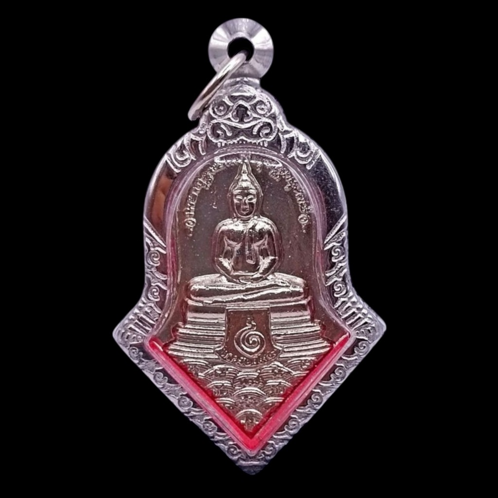 K907 ท้าวเวสสุวรรณ หลัง หลวงพ่อโสธร วัดจุฬามณี สมุทรสงคราม กะไหล่เงิน ปี 2564 กรอบสแตนเลส พร้อมส่ง