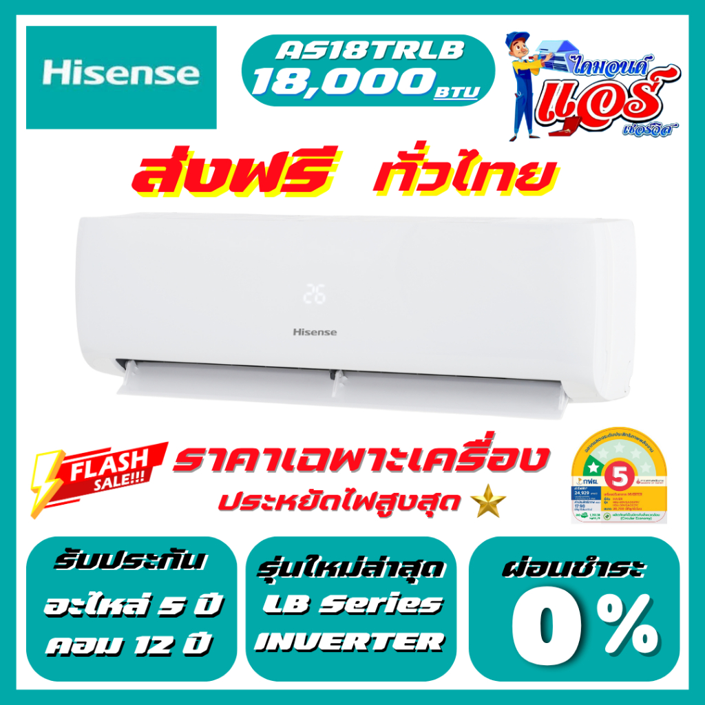 แอร์ติดผนัง Hisense LB 18,000BTU  ลดกระหน่ำ 30-70%  LB Series Inverter  รุ่นใหม่ล่าสุด