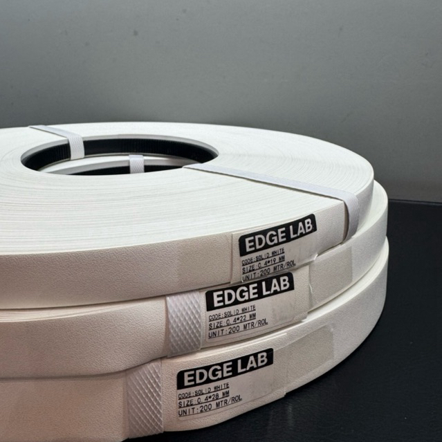 แบ่งขาย!! PVC (เกรดนำเข้า) แบรนด์ EdgeLab ปิดขอบปาร์ติเกิ้ล สีขาวผิวส้ม กว้าง 19/22/28 มม.