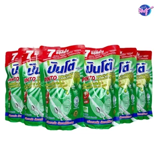 [เซท 6 ถุง] Pinto ปินโต้ น้ำยาล้างจาน สูตรเข้มข้น ถุงขนาด 400มล. 7 in 1 Clean มี6กลิ่น