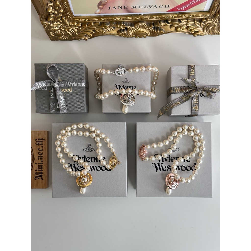 พร้อมส่ง ✨One row pearl drop choker ของแท้100% ราคา ถูกที่สุด ดีลบีเคเค แกลเลอรีภาพที่ 2