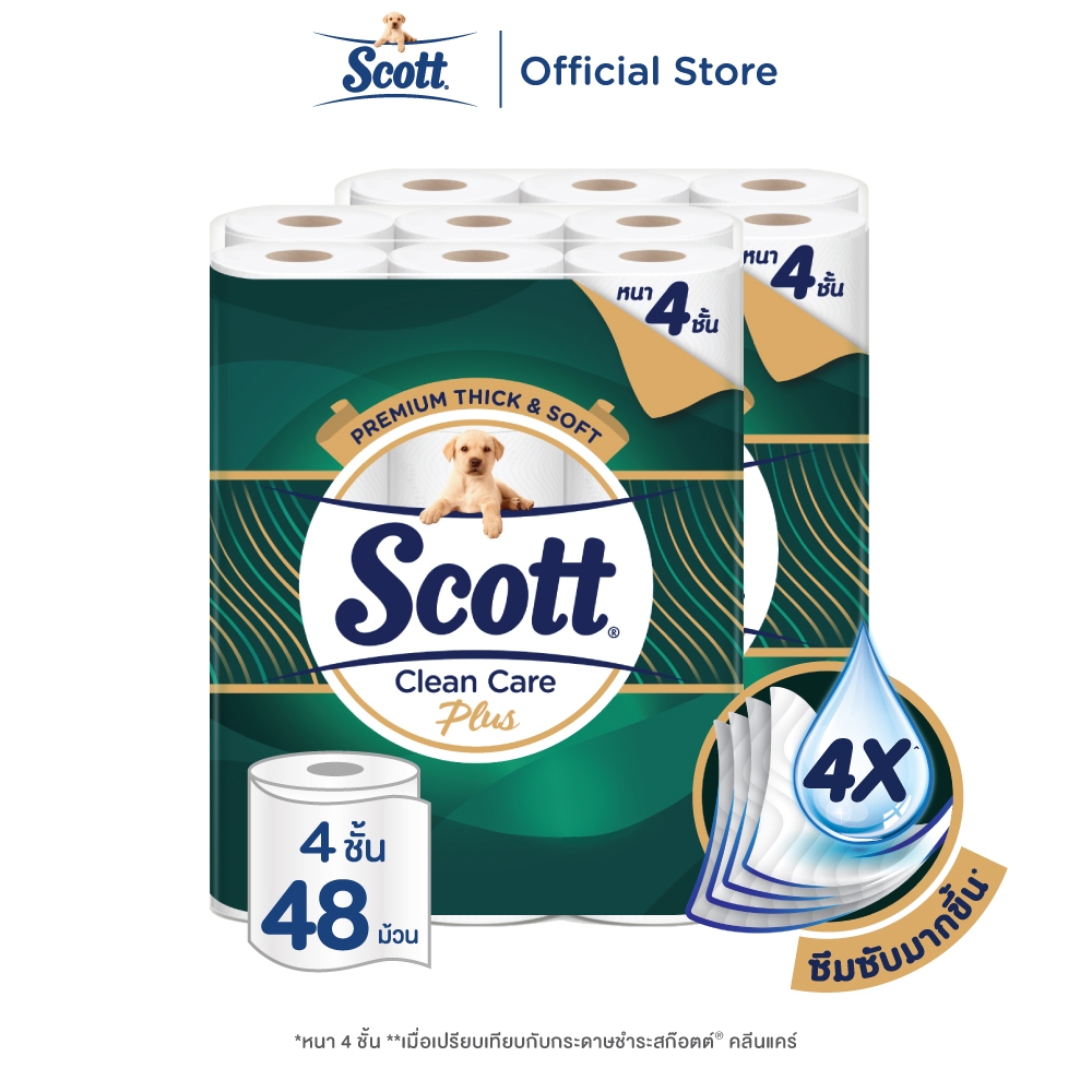 กระดาษชำระ สก๊อตต์® คลีนแคร์ พลัส หนา 4 ชั้น รุ่น 24 ม้วน x 2 Pack Scott® Clean Care Plus 4ply 24R x 2 Pack
