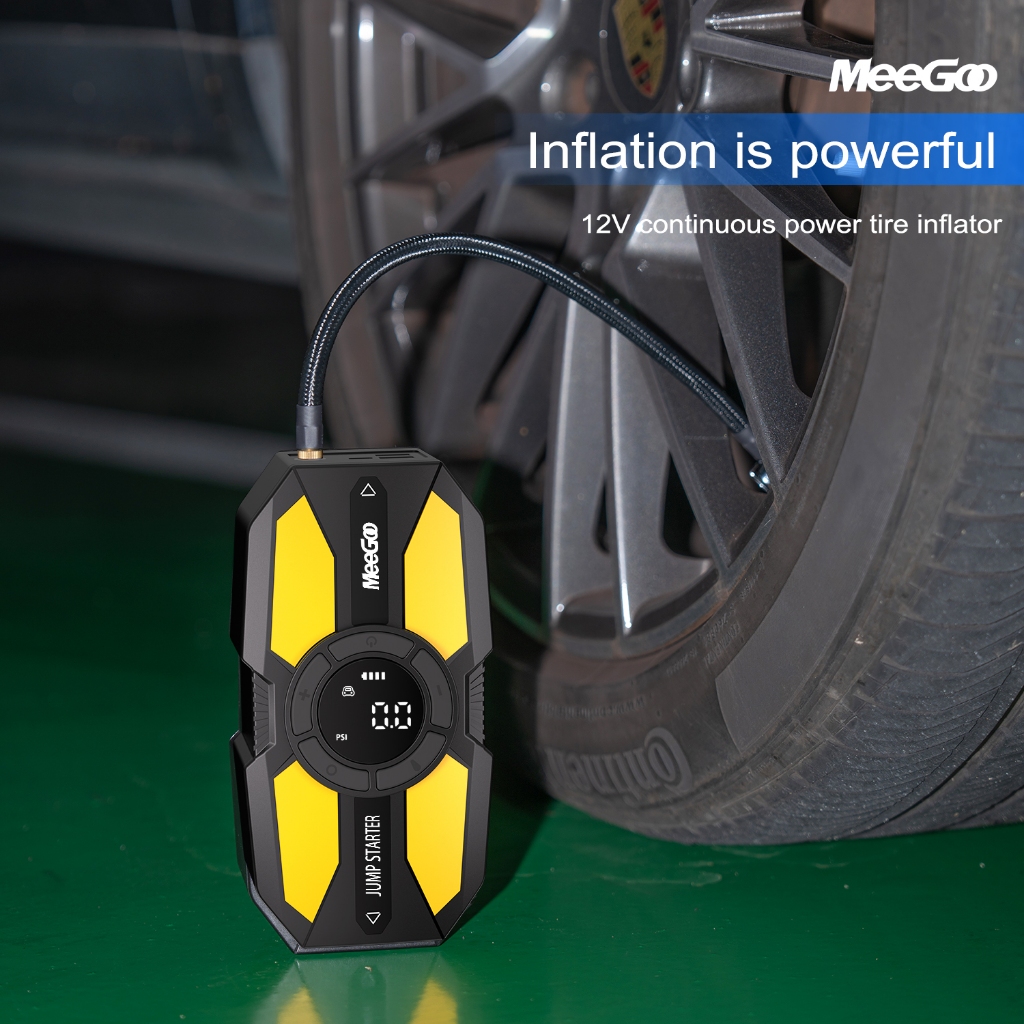 MeeGoo อุปกรณ์ช่วยสตาร์ทรถยนต์ 22200mwh จั๊มสตาร์ทรถยนต์ 12V ไฟ LED เครื่องปั๊มลมไฟฟ้า รถยนต์ รถจักรยานยนต์ใช้ได้ - รูปที่ 5