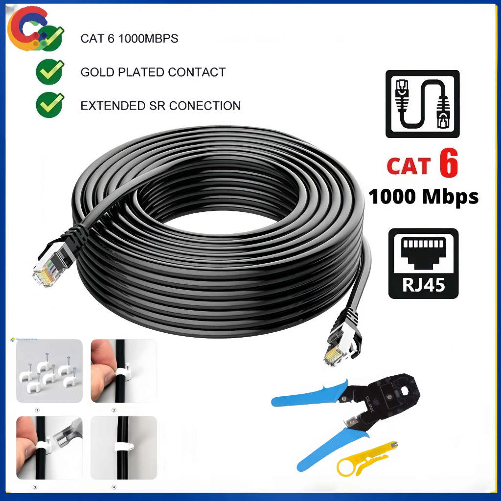 สายแลน CAT6E ความเร็ว 1000Mbps ทองแดงแท้ กันน้ำ ทนทาน สำหรับใช้ภายในบ้าน