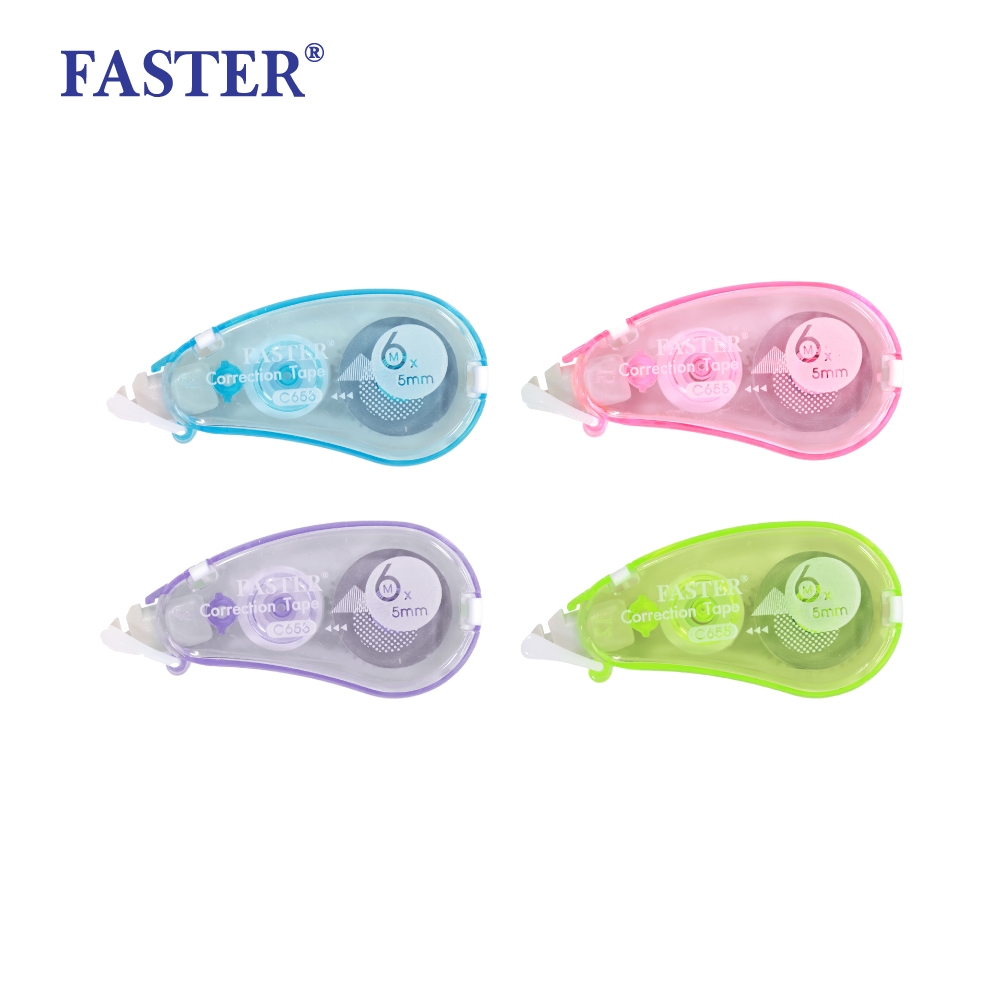 FASTER (ฟาสเตอร์) เทปลบคำผิด โปรไลน์ พลัส เปลี่ยนไส้ได้ ตะกร้าเขียว ราคาต่อชิ้น รหัส C658, C659, C660