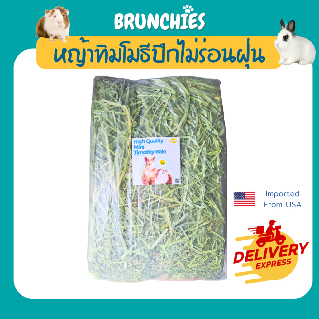 Brunchies ทิมโมธีเกรดม้าพรีเมียมแบบปึก (3/5kg) ไม่ร่อนฝุ่น คัดเขียวหอม สะอาด หญ้ากระต่าย