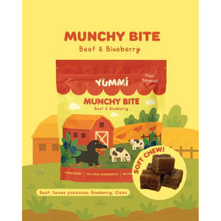 ขนมสุนัข Yummi Munchy Bite ลูกเต๋านิ่ม ทำจากเนื้อสัตว์และผัก100%