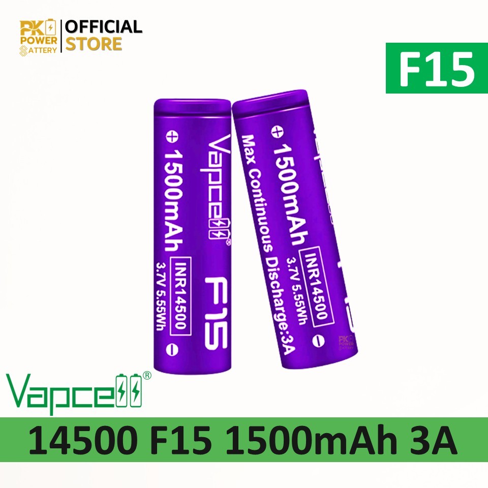 Vapcell แบตเตอรี่ F15 14500 3.7V 1500mAh 3A