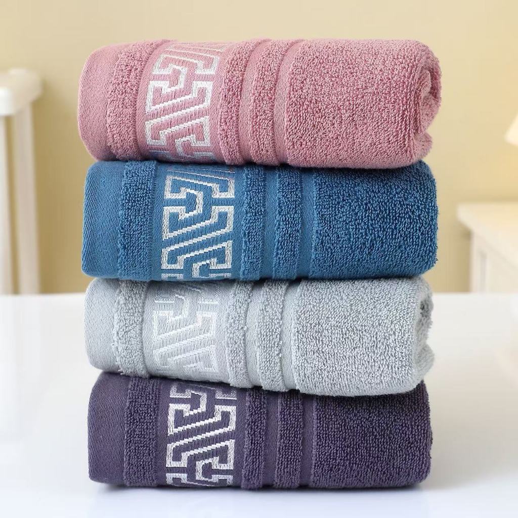 ผ้าขนหนูผ้าฝ้าย ผ้าเช็ดผม ดูดซับน้ำดี ขนไม่หลุด ผ้าเช็ดหน้า Cotton 100% ขนาด73X33ซม. แห้งไว