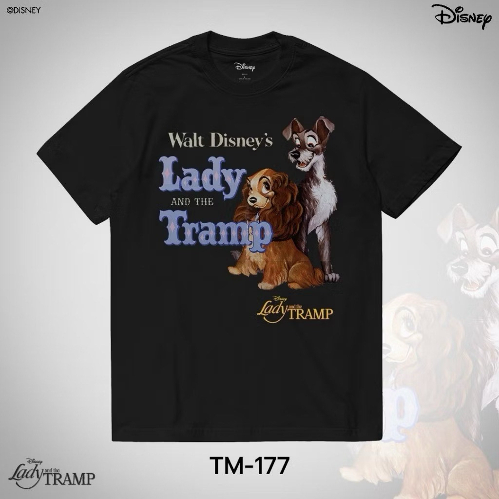 เสื้อยืดการ์ตูน Lady and the Tramp (TM-177)ลิขสิทธิ์แท้ DISNEY